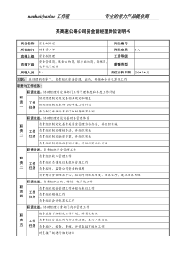 某高速公路公司资金副经理岗位说明书