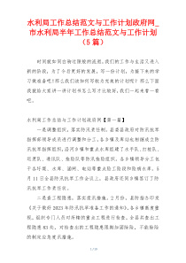 水利局工作总结范文与工作计划政府网_市水利局半年工作总结范文与工作计划（5篇）