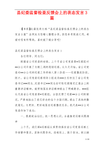 县纪委监督检查反馈会上的表态发言3篇