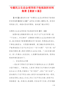 专题民主生活会领导班子检视剖析材料集聚【最新8篇】