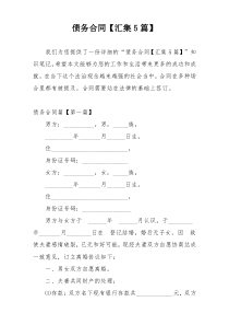 债务合同【汇集5篇】