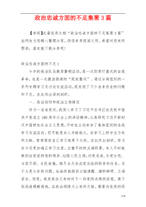 政治忠诚方面的不足集聚3篇