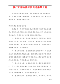 执行纪律合格方面自评集聚5篇