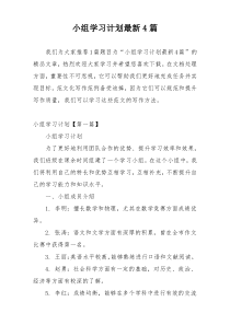 小组学习计划最新4篇