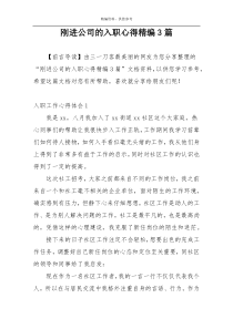 刚进公司的入职心得精编3篇