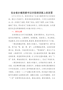 在全省乡镇党委书记示范培训班上的发言