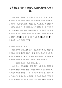 【精编】总结实习报告范文范例集聚【汇编4篇】