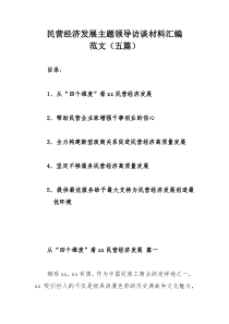 民营经济发展主题领导访谈材料汇编范文（五篇）