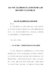 2023年第二批主题教育动员大会领导讲话稿与主题教育专题学习计划【两篇文】