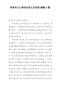 简单实习心得体会范文及收获(精编3篇)