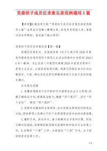 党委班子成员征求意见表范例通用5篇