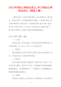 2023年刑法心得体会范文_学习刑法心得体会范文（精选5篇）