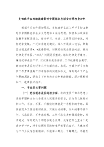 支部班子在肃清流毒影响专题组织生活会对照检查材料