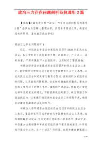 政治三力存在问题剖析范例通用3篇