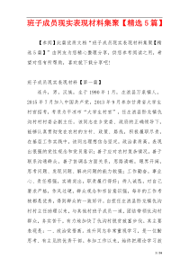 班子成员现实表现材料集聚【精选5篇】