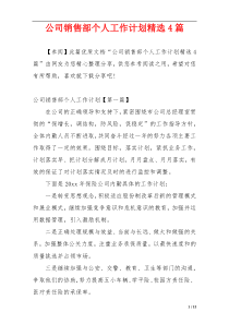 公司销售部个人工作计划精选4篇