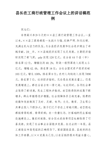 县长在工商行政管理工作会议上的讲话稿范例