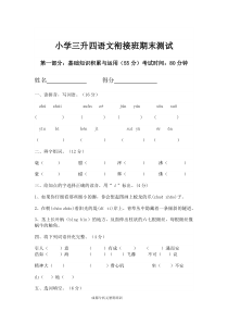 小学三升四语文衔接班试卷