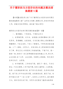 关于履职担当方面存在的问题及整改措施最新5篇