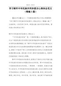 学习铸牢中华民族共同体意识心得体会范文（精编3篇）