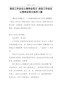 政法工作会议心得体会范文 政法工作会议心得体会范文实用5篇