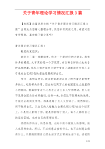 关于青年理论学习情况汇报3篇