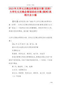 2023年大学元旦晚会的策划方案（实例） 大学生元旦晚会策划活动方案(案例)流程大全5篇