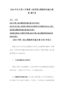 2023年关于深入开展第二批思想主题教育实施方案【3篇文】