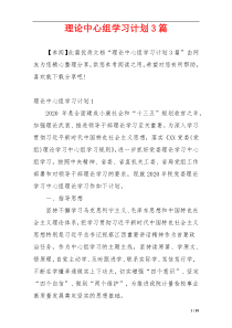 理论中心组学习计划3篇