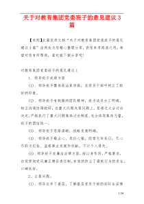 关于对教育集团党委班子的意见建议3篇