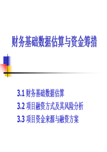 财务基础数据估算与资金筹措