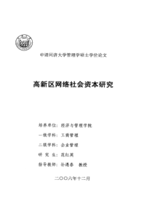 高新区网络社会资本研究