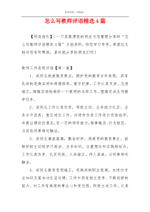 怎么写教师评语精选4篇