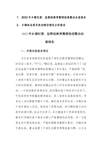 两篇：2023年乡镇纪委、监察组教育整顿检视整治自查报告和乡镇政法委员政治建设情况分析报告范文