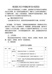 党支部2023年理论学习计划范文