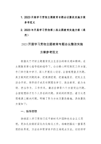 2023开展学习贯彻主题教育专题会议整改实施方案参考范文