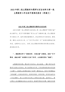 2023年第二批主题教育专题研讨发言材料与第一批主题教育工作总结开展情况报告（两篇文）