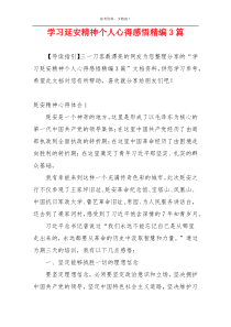 学习延安精神个人心得感悟精编3篇