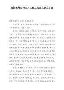 优推教师顶岗实习工作总结范文例文多篇