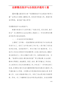 巡察整改批评与自我批评通用5篇