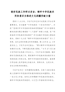 (领导发言)做好民族工作研讨发言铸牢中华民族共同体意识为推进文化润疆贡献力量