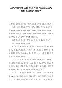 公安局政治部主任2023年度民主生活会对照检查材料范例大全