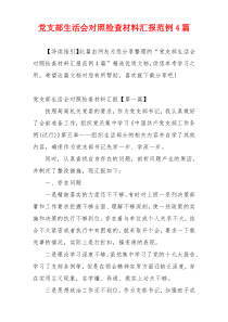 党支部生活会对照检查材料汇报范例4篇