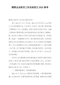 精简企业职员工作总结范文2023参考