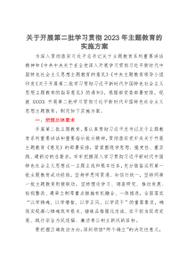 关于开展第二批学习贯彻2023年主题教育的实施方案