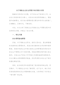 关于钢铁企业安全管理中的问题与对策