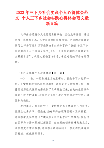 2023年三下乡社会实践个人心得体会范文_个人三下乡社会实践心得体会范文最新5篇