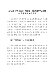 公安局长中心组研讨发言：坚决维护安全稳定 实干实绩彰显担当