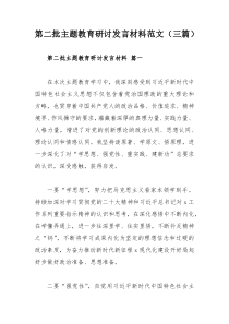 第二批主题教育研讨发言材料范文（三篇）