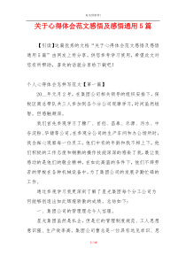 关于心得体会范文感悟及感悟通用5篇